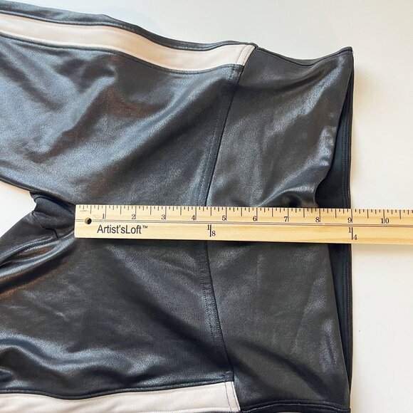 Spanx Faux Leather Tuxedo Stripe Skinny Fit Leggings - Size Small - Picture 6 of 7